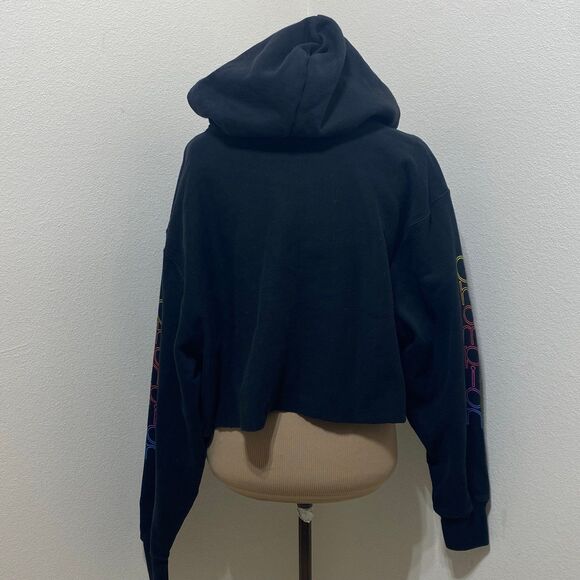 Champion Black Reverse Weave Sleeve Script Cropped Hoodie Women's Size XXL - Picture 7 of 9